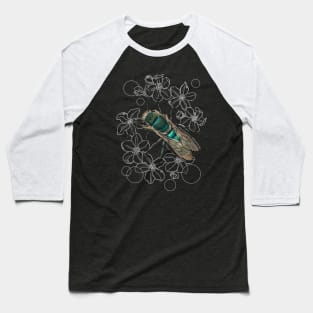 Blue, Orchard, Mason Bee Doodle, for dark background Baseball T-Shirt